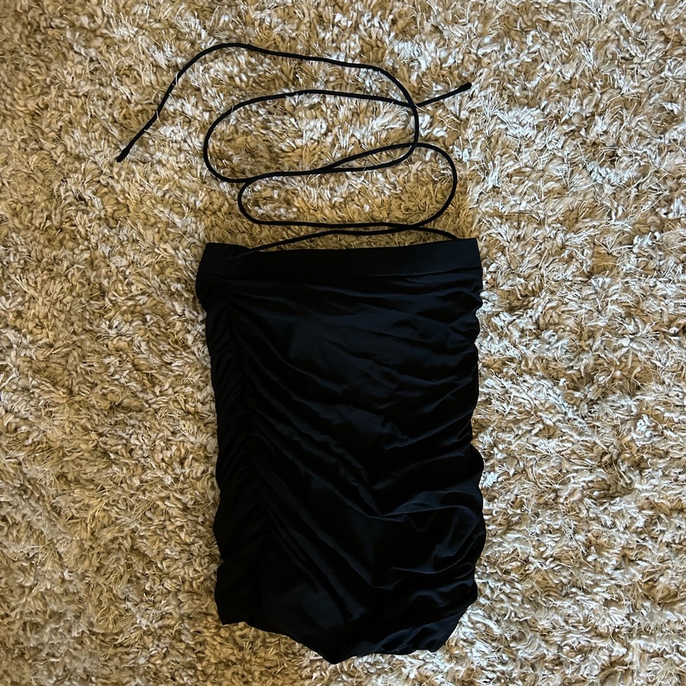 Elegant Black Ruched Skirt